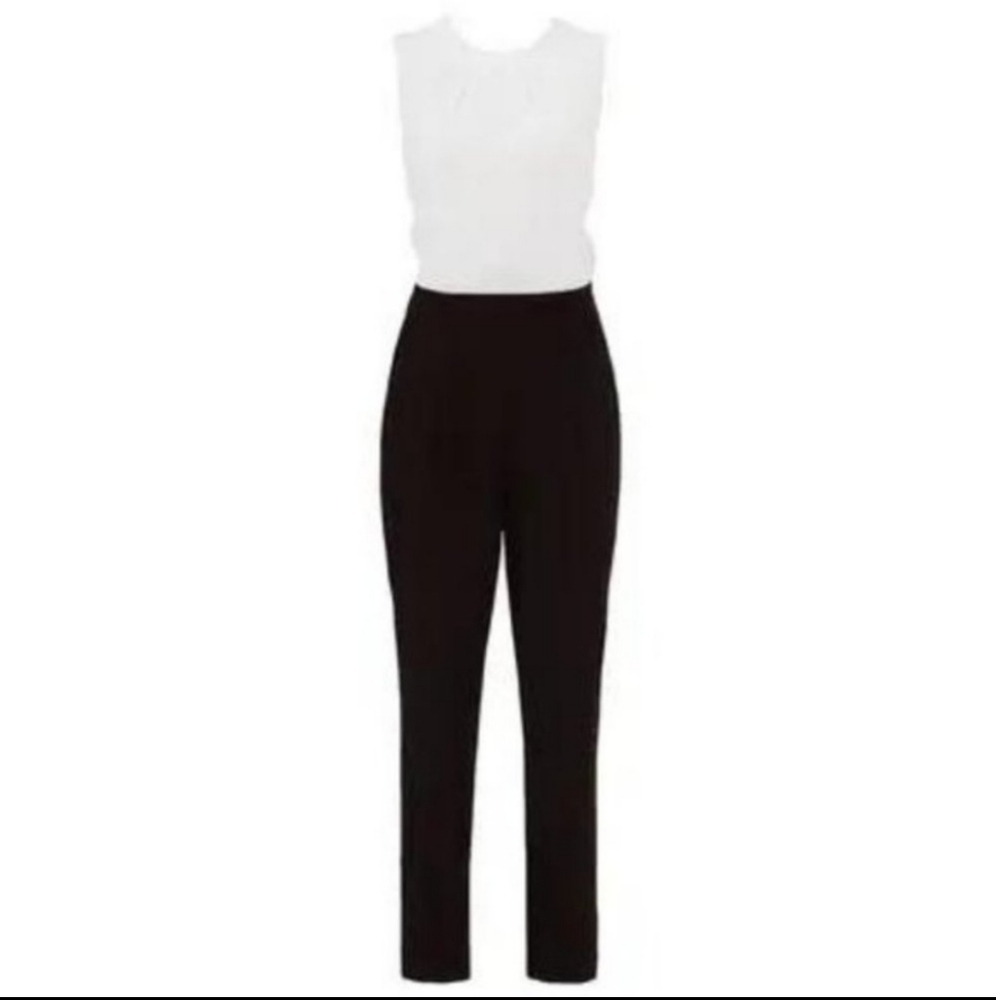 Kate Spade Saturday Sleeveless Jumpsuit Colorblock, White, Black